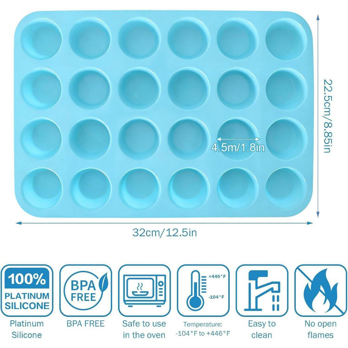 MUFFINBACKFORM 2-teiliges Set Silikon Blau - Blau, Kunststoff (22.5/2.5/32cm)