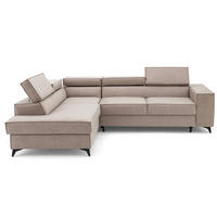 ECKSOFA PURE L Links mit Schlaffunktion 127x199 Velours Creme - Creme/Schwarz, Holz/Textil (281/204cm) - Muffo