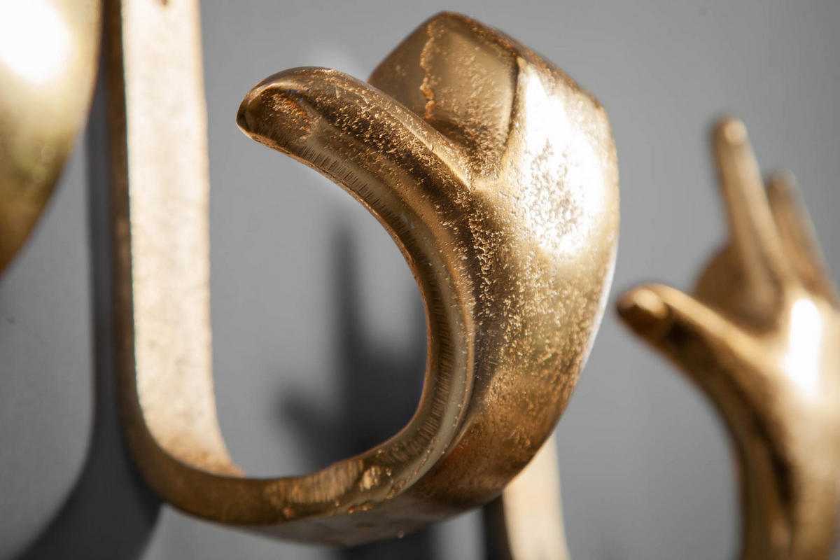 KLEIDERHAKEN FINGERS Metall Gold 20 cm - Goldfarben, Metall (6/17/11cm) - riess-ambiente