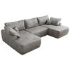 WOHNLANDSCHAFT CUBO U Hellgrau Velvet - Hellgrau/Schwarz, Kunststoff/Textil (370/100/187cm) - MKS