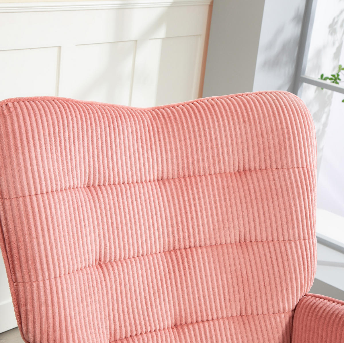 SCHAUKELSTUHL Polyester Kordoptik mit Armlehnen 71/98/101 cm Rosa - Rosa, Textil (98/101/71cm) - Redom