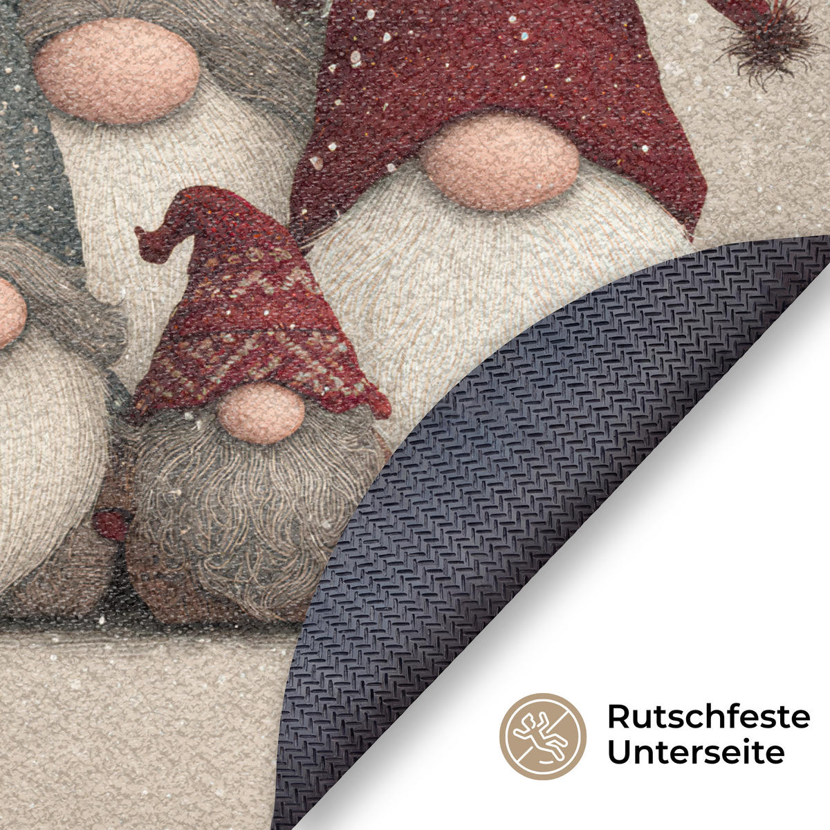 ROHOŽKA Trpaslíci - Vianoce - Sneh - Špicaté klobúky 120x120 cm - béžová, plast (120/120cm) - MuchoWow