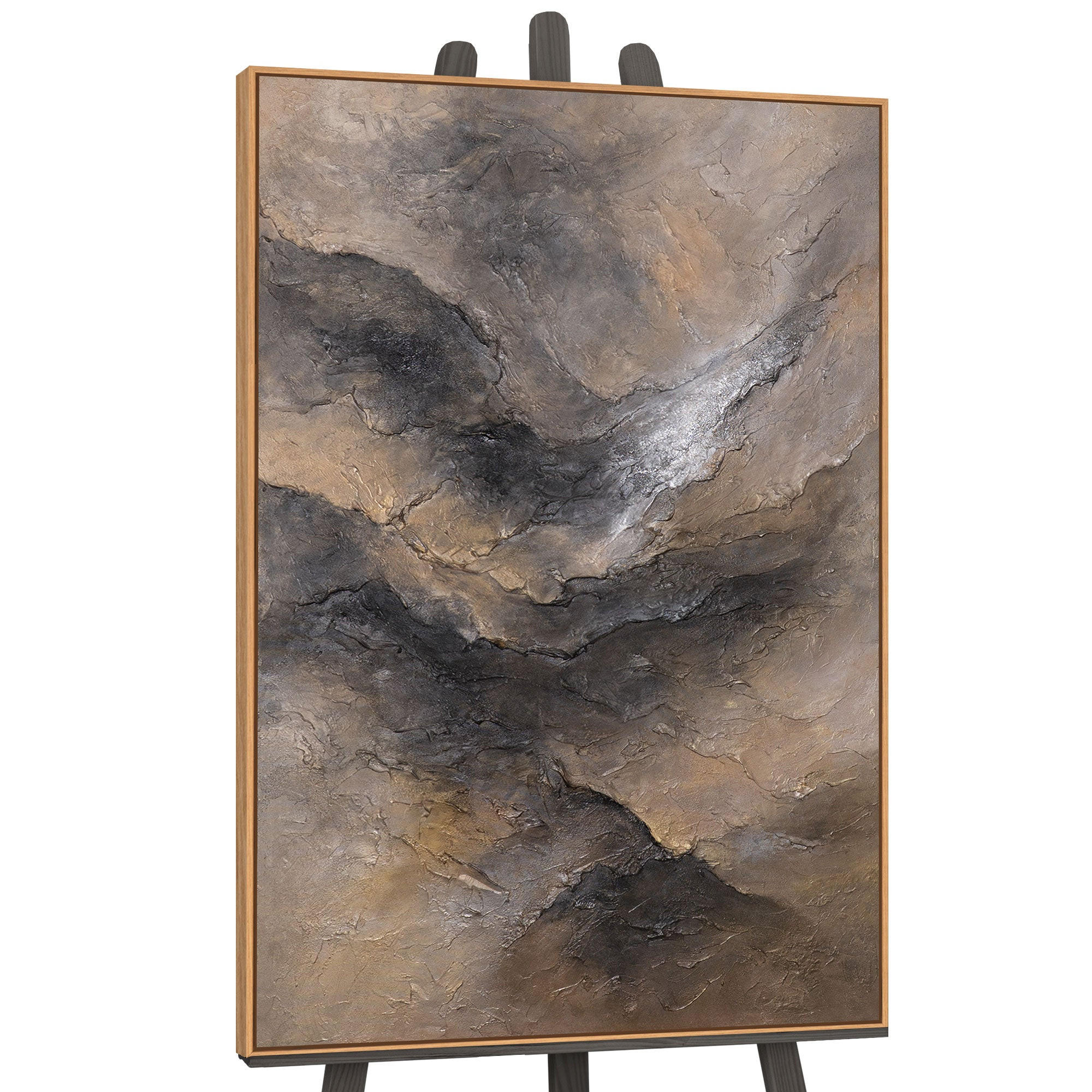 GEMÄLDE Dunkelheit und Morgendämmerung Schattenfugenrahmen Eichefarben 120x80 cm - Eichefarben, Holz (120/80cm) - YS-art gallery