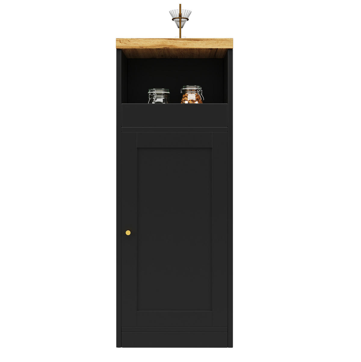 ESSZIMMERSCHRANK aus MDF 197 x 39,6 x 100 cm in Schwarz mit 360° Drehplatte & LED - Schwarz, Holzwerkstoff (197/100/39.6cm) - Modfu