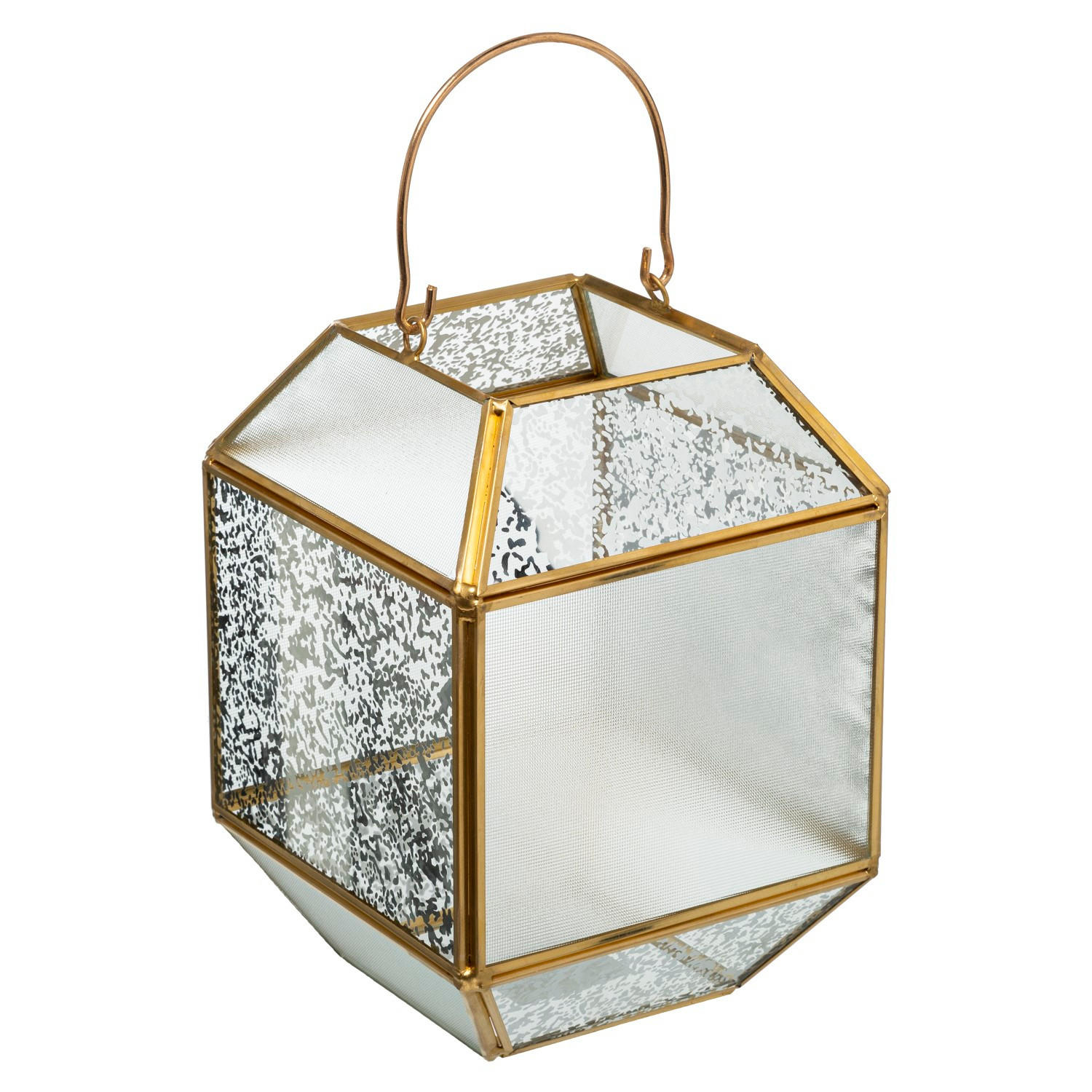 LATERNE aus Glas 14/14/20 cm - Goldfarben, Glas (14/20/14cm) - Fééric Lights and Christmas