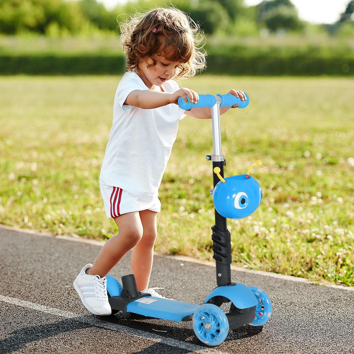 KINDERSCOOTER DE-16921 5-in-1 mit Sitz & Rückenlehne Blau - Blau, Metall (62/25/73cm) - ComfortXL