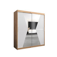 SCHWEBETÜRENSCHRANK 200/180/62 2-türig - Silberfarben/Weiß, Holz/Kunststoff (180/200/62cm) - Abiks Möbel
