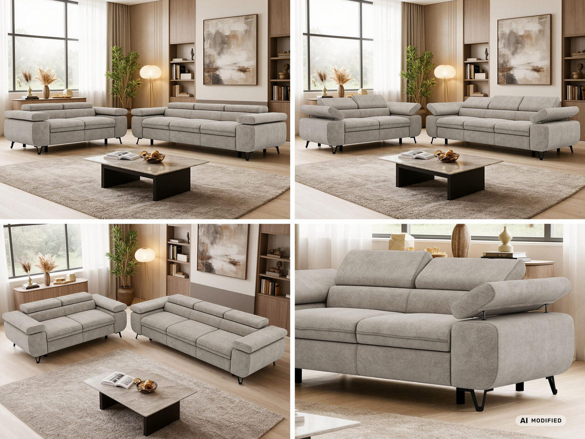 SEDACÍ SOUPRAVA PETER 2+3 - Šedobéžová Strukturovaná látka - černá/šedobéžová, kov/textil (262/76/99cm) - MKS