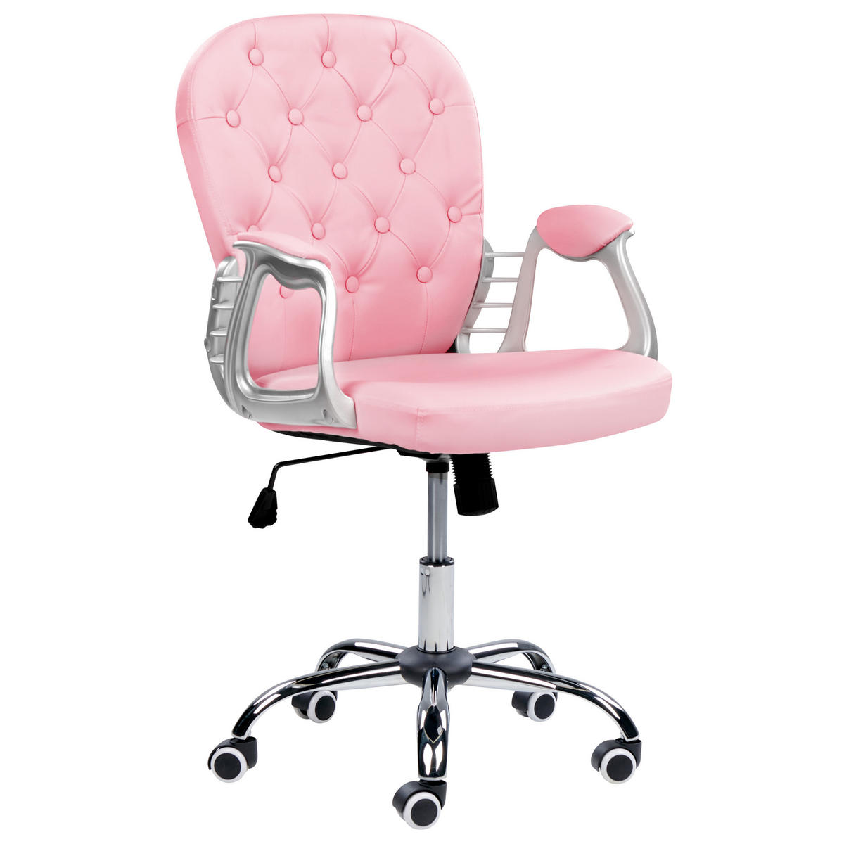 BÜROSTUHL Kunstleder Rosa Princess - Pink, Textil/Metall (60/98/60cm) - Beliani
