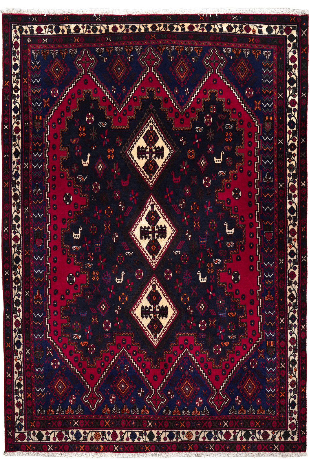ORIENTTEPPICH handgeknüpft Afshar Rot, Blau 230/160 cm Schurwolle - Blau/Rot, Textil (160/230cm) - Looma