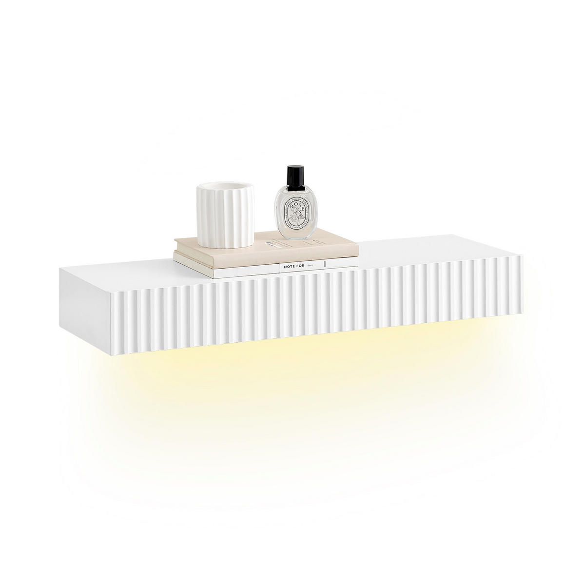 SCHWEBEREGAL mit Schublade Weiß, 60×20×8 cm - Weiß, Holzwerkstoff (60/8/20cm) - SoBuy