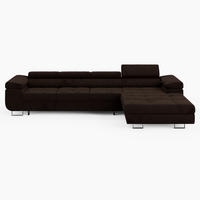 ECKSOFA VEMO CORE PLUS Rechts Dunkelbraun Velours-Stoff mit Schlaffunktion und Bettkasten - Dunkelbraun, Holz/Metall (350/205cm) - Barchello
