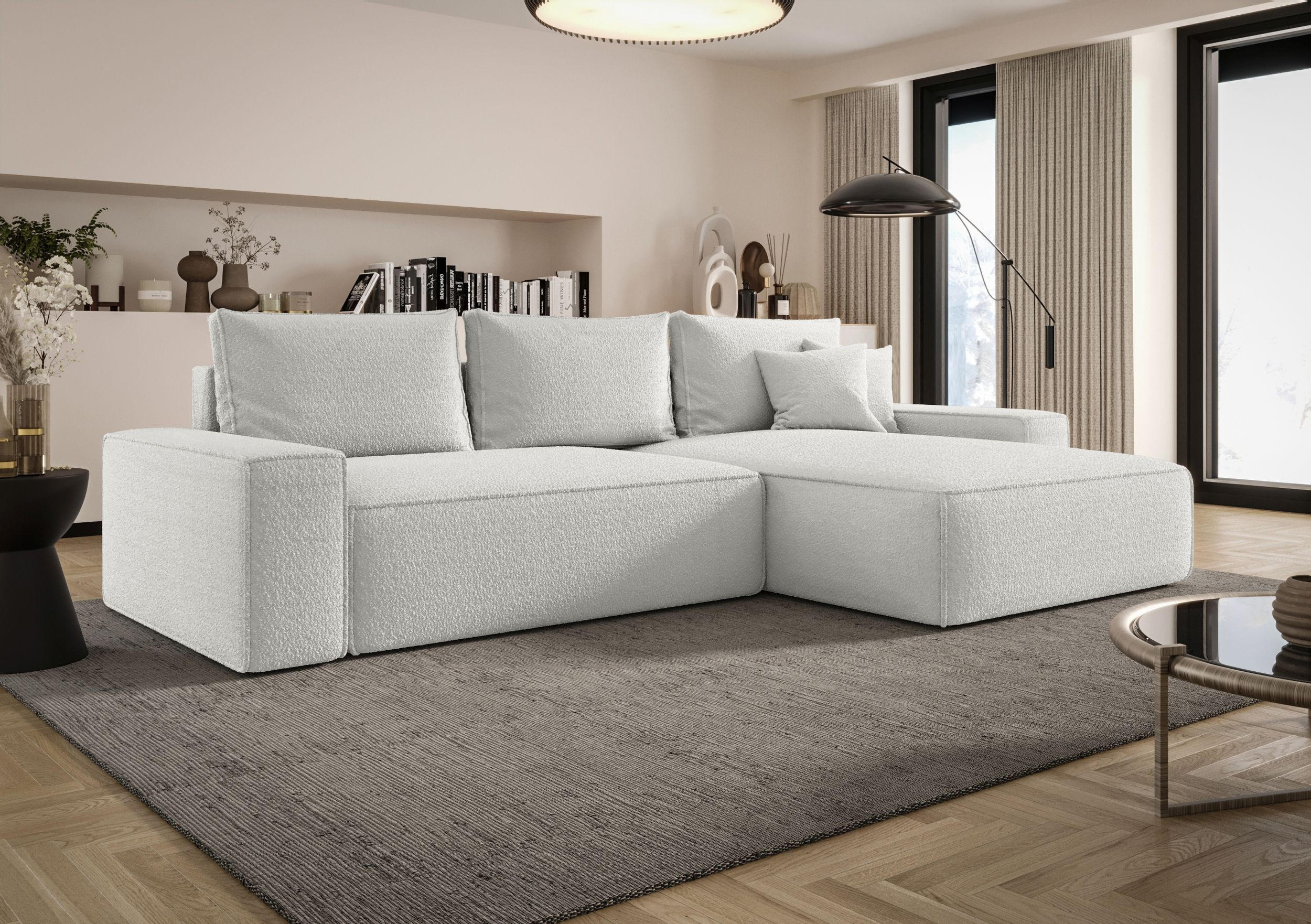 ECKSOFA MONA mit Schlaffunktion QUELLE 01 Rechts - Weiß, Textil (280/185cm) - Bedante