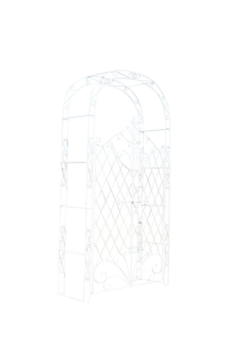 ROSENBOGEN Minden Tor 120x40x220cm Metall Weiß Rankhilfe - Weiß, Metall (120/220/40cm) - DELUKE