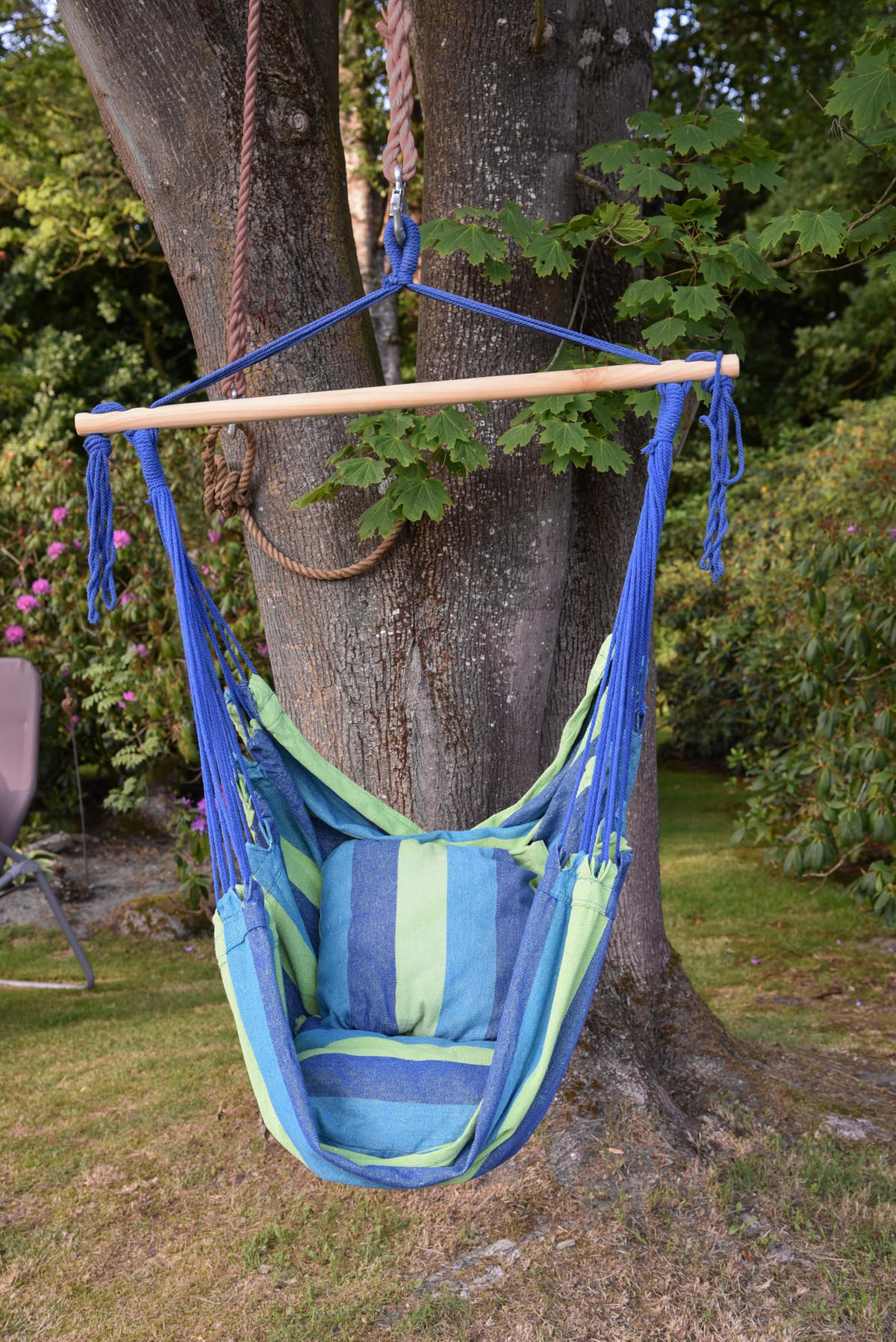 HÄNGESESSEL Mainz mit 2 Kissen Grün Hängesitz - Grün, Holz (90/120/65cm) - DELUKE