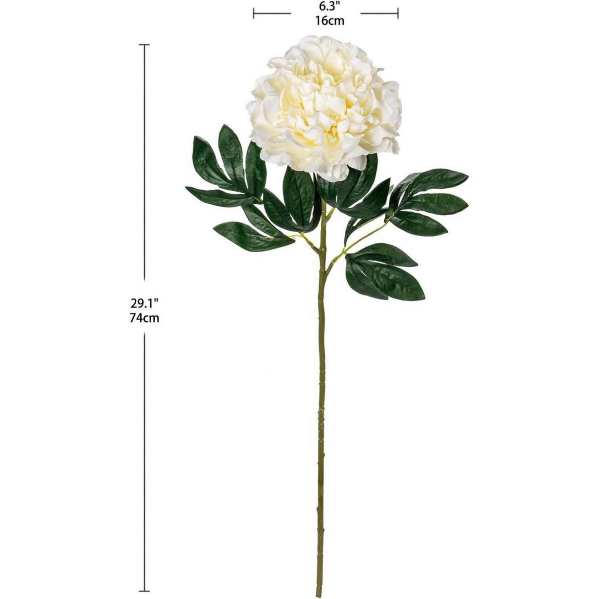 KUNSTBLUMEN Pfingstrosen 74 cm - Weiß, Textil (38cm)