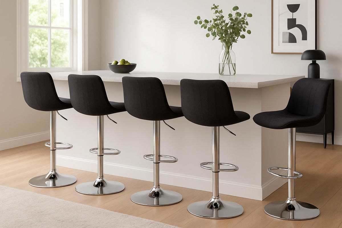 BARHOCKER Lento Gestell Metall in Chromoptik Stoff Schwarz - Chromfarben/Schwarz, Textil/Metall (50/108/50cm) - TPFLiving