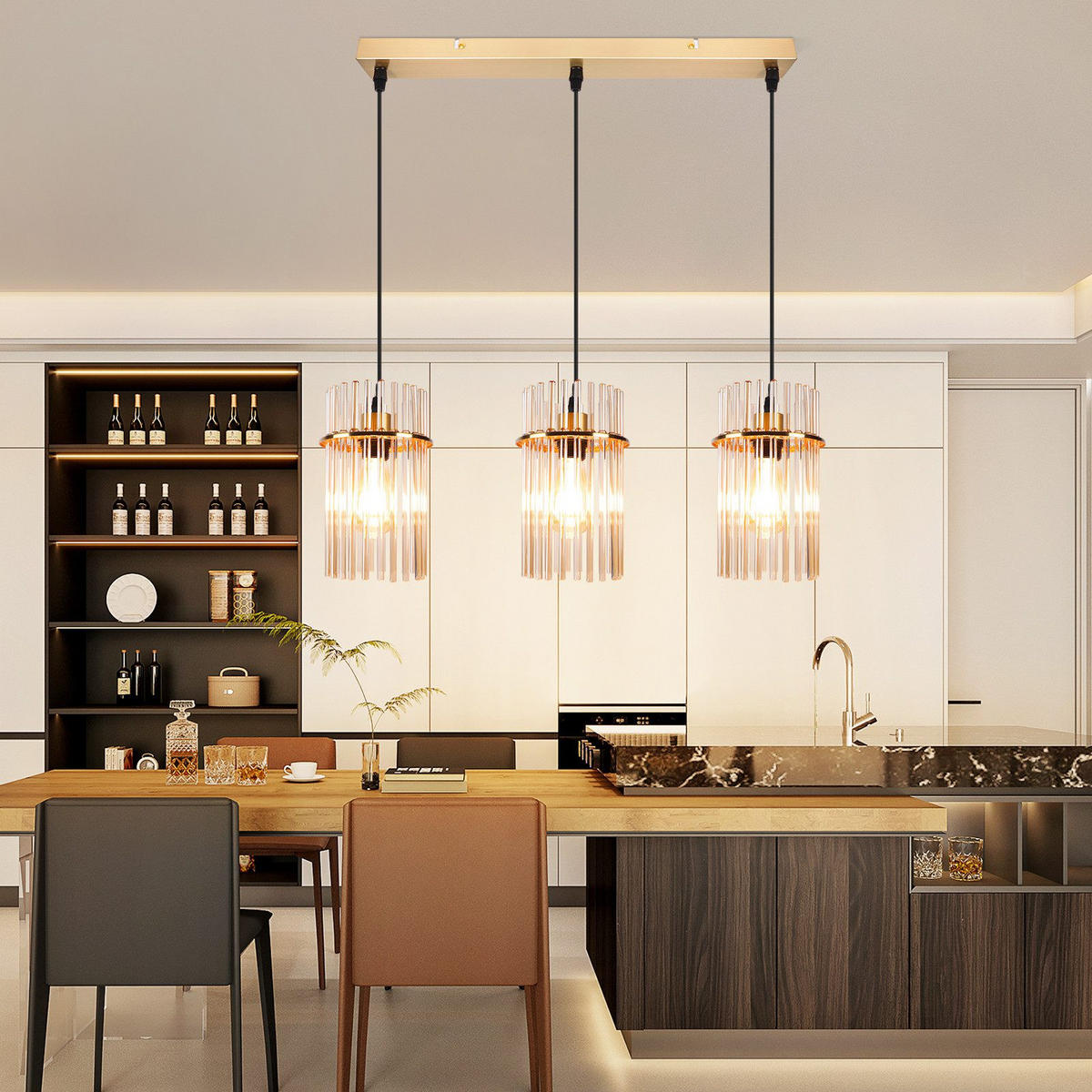 PENDELLEUCHTE BARSINGHAUSEN Ⅲ 48/5/150 cm - Goldfarben, Metall (48/5/150cm) - Nettlife