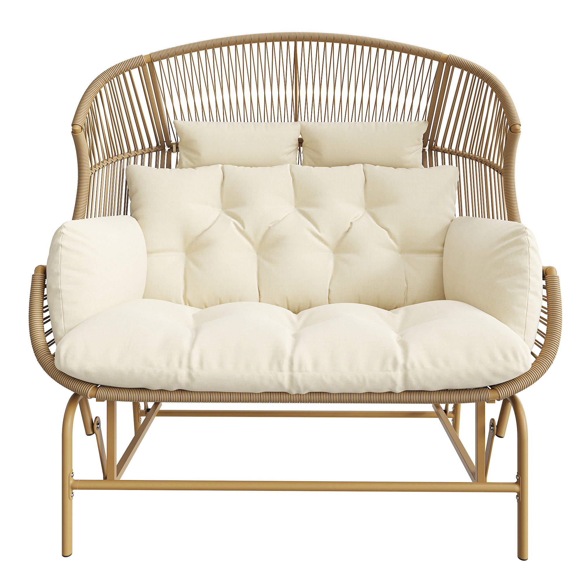 HÄNGESESSEL 2 Personen Holzfarbe Für Garten Balkon Terrasse - Naturfarben, Metall (85/143/145cm) - FLIEKS