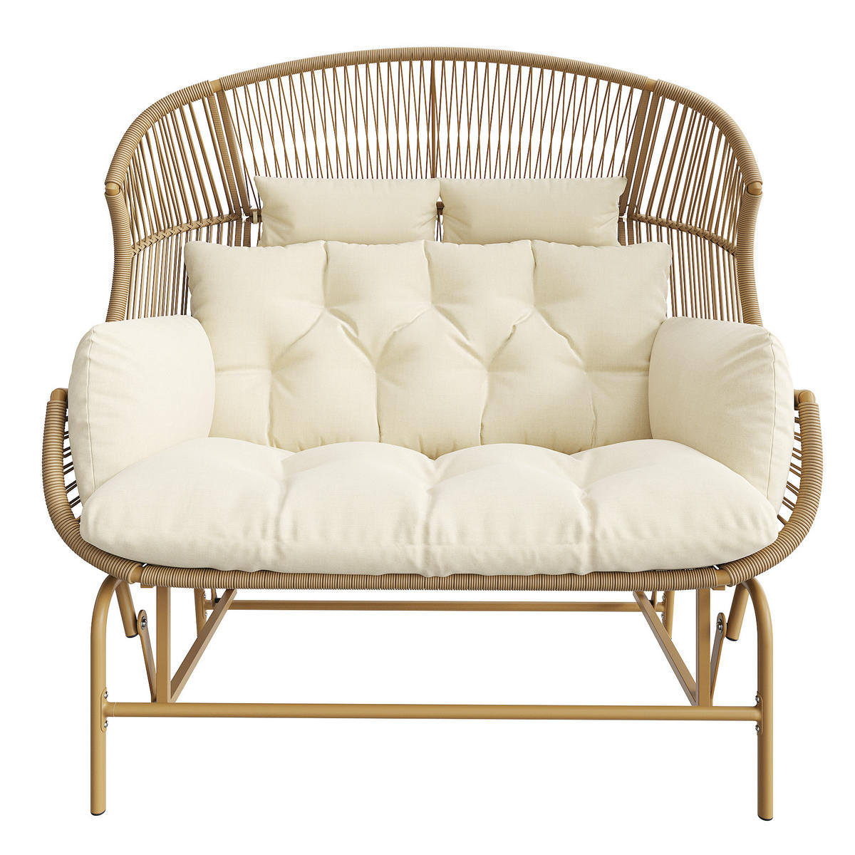 HÄNGESESSEL 2 Personen Holzfarbe Für Garten Balkon Terrasse - Naturfarben, Metall (85/143/145cm) - FLIEKS