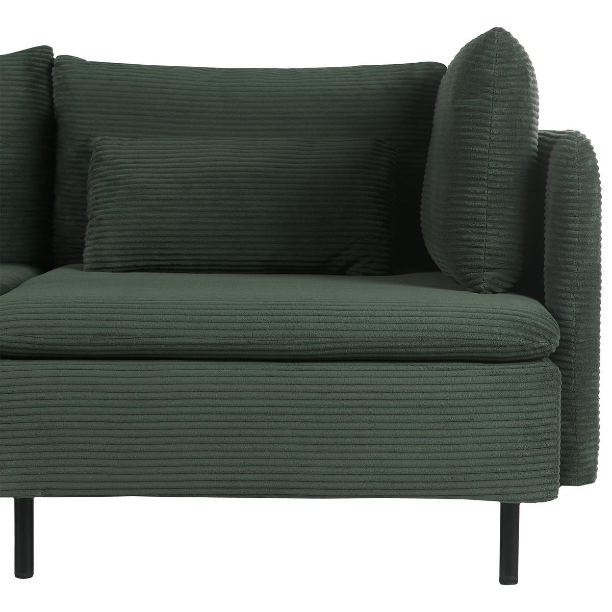 ROHOVÁ POHOVKA modul 3-místná Manšestr Tmavě zelená pravostranná Egeris - zelená barva, textil (275/149cm) - Beliani
