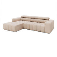 ECKSOFA Ottomane links Chenille 289x188x78 beige KONSTANTIN - Beige, Kunststoff (289/188cm) - Massivmoebel24