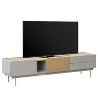TV-LOWBOARD - Echtholzfurnier - Hellgrau / Eiche - Eichefarben/Hellgrau, Holzwerkstoff/Metall (180/45/40cm) - home24
