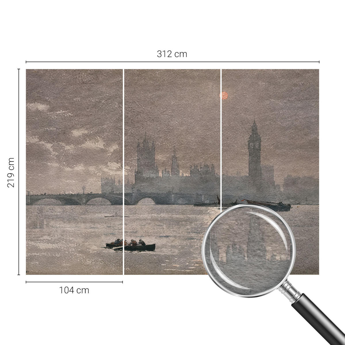 FOTOTAPETE 312x219 cm - Nachtpanorama - Grau, Textil (312/219cm) - Wallfluent
