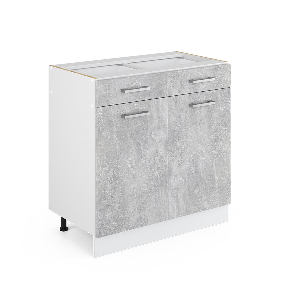 KÜCHENUNTERSCHRANK R-Line Beton 80 cm ohne Arbeitsplatte - Schieferfarben/Weiß, Holzwerkstoff (80/81.6/46cm) - Vicco