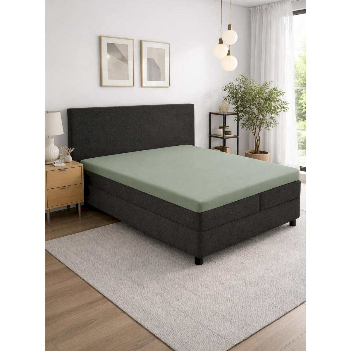 TOPPER SPANNBETTLAKEN BASIC - Salbeigrün, Textil (180/200cm) - Schöner Wohnen