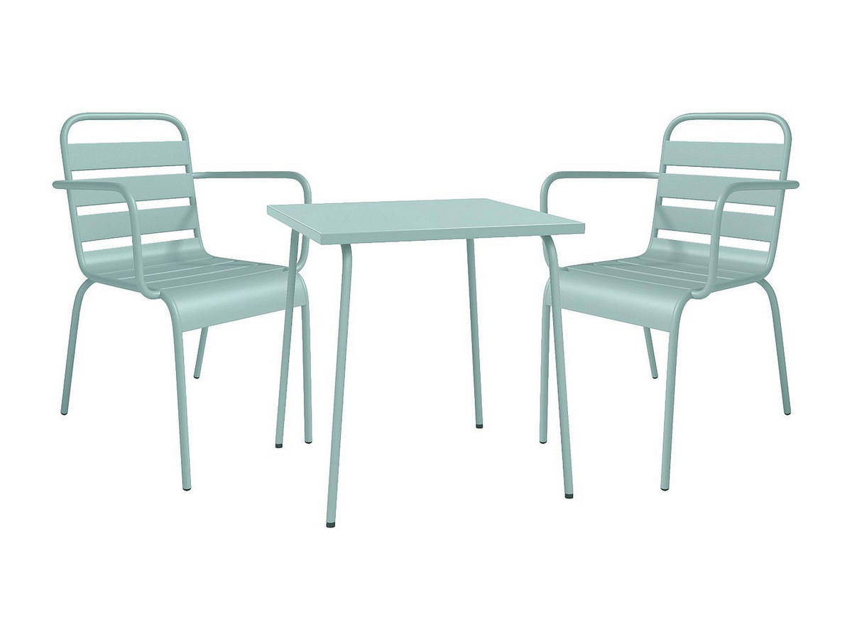 GARTENESSGRUPPE im Set - 2 -Sitzer - Stahl - mandelgrün - MIRMANDE - Grün, Metall - Vente-Unique