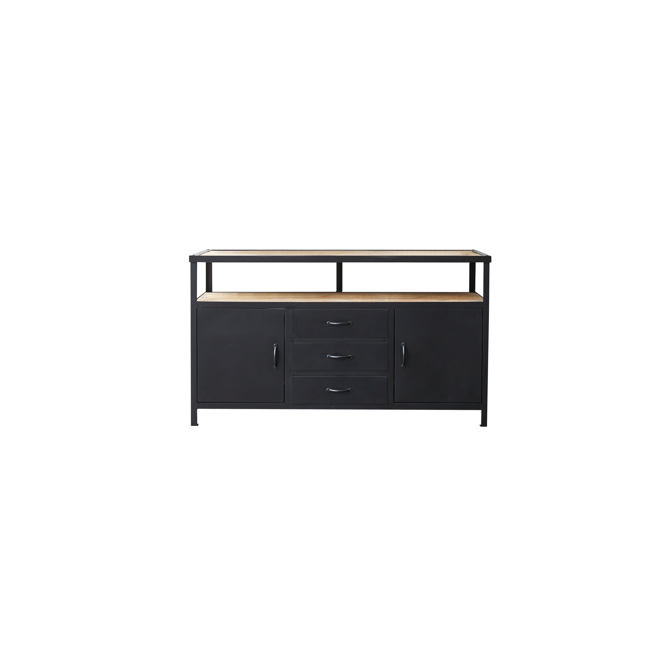 Tikamoon Waschtischunterschrank Schwarz 140x80x55 cm