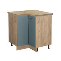 ECKUNTERSCHRANK R-Line Blau-Grau 75.6 cm, AP Eiche - Honigeiche/Eiche Wotan, Holzwerkstoff (75.6/81.6/60cm) - Vicco