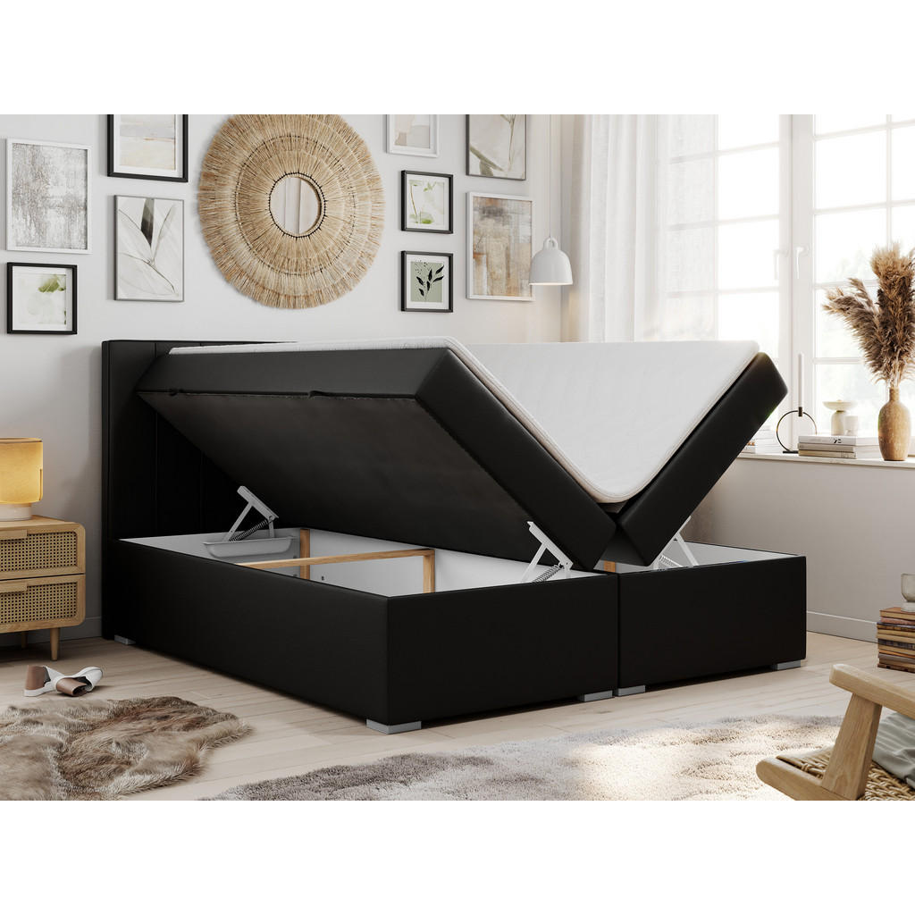 Thumbnail - MKS Boxbett, Schwarz, Textil, 2-Sitzer, H4, Rechteckig, 200x200 cm, Schlafzimmer, Betten, Boxspringbetten