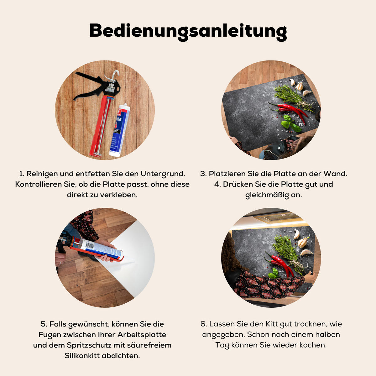 SPRITZSCHUTZ KÜCHE Pfeffer - Kräuter - Gewürze - Beton 60x40 cm - Rot, Metall (60/0.3/40cm) - MuchoWow