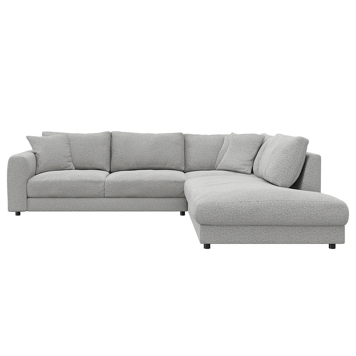 ECKSOFA mit Ottomane - Hellgrau/Schwarz, Holz/Kunststoff (267/254cm) - home24
