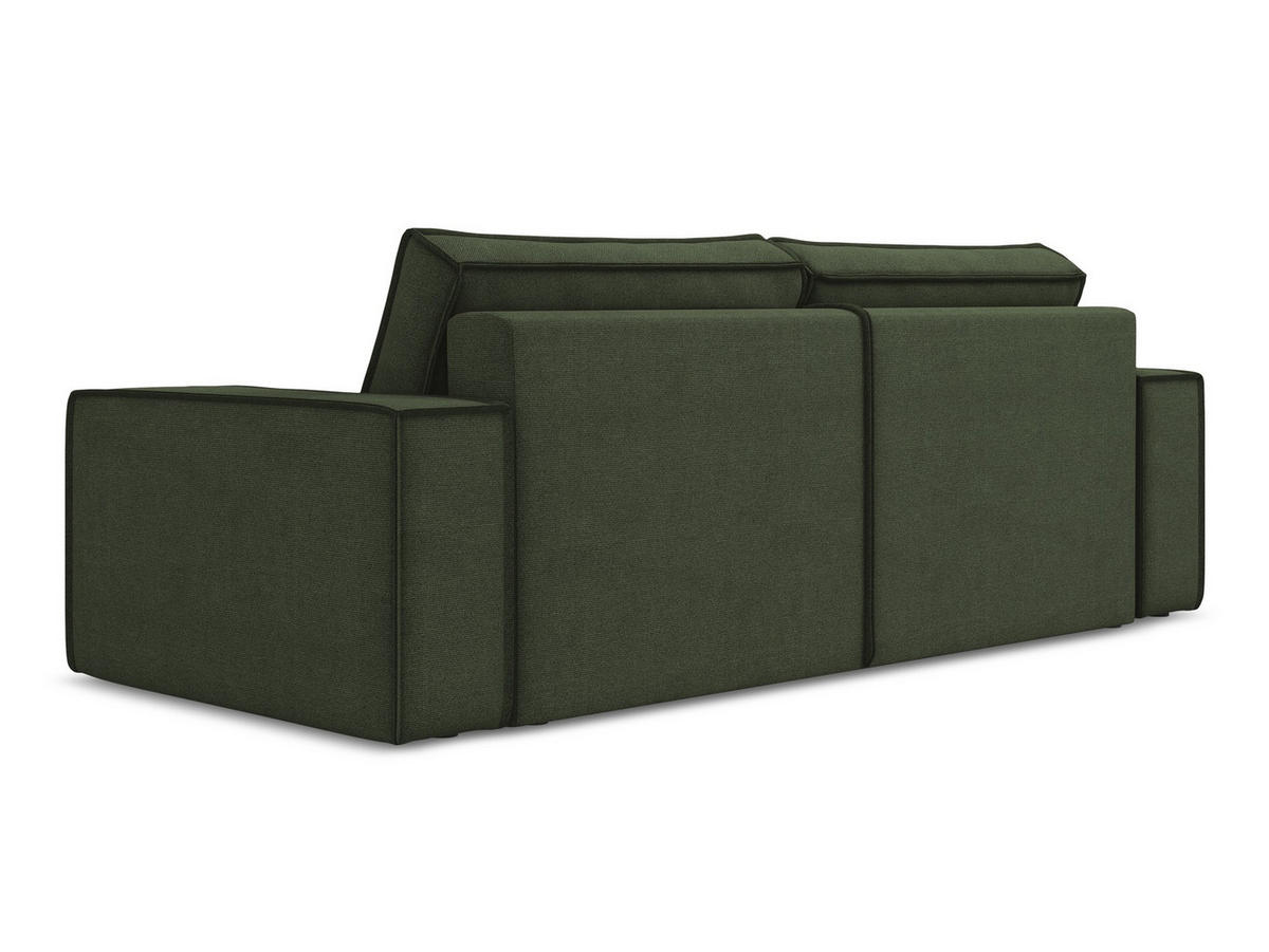 3-SITZER SOFA mit Schlaffunktion Strukturstoff Stoff Grün - Schwarz/Olivgrün, Kunststoff/Textil (255/85/105cm) - Makamii