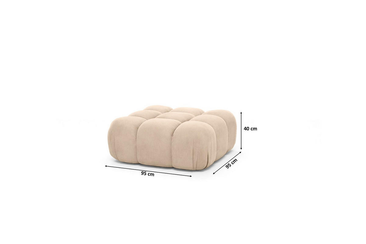 HOCKER Modularer, Veloursstoff Salvador, Beige, Selia - Beige, Holz (95/40/95cm) - Kaiser Möbel
