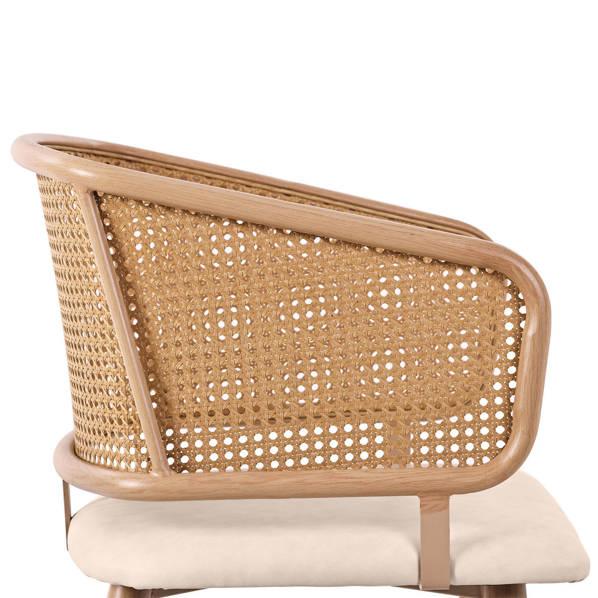 WOHNZIMMER STÜHLE mit Rattan-Rückenlehne PU-Sitzkissen 2tlg - Beige/Braun, Textil (51/79/54cm) - EVRYAE