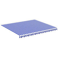 MARKISENSTOFF mit Volant| Blau-Weiß, für 400x350cm Rahmen| Markisenbespannung Markisentuch - Blau, Textil (380/0.3/345cm) - DELUKE