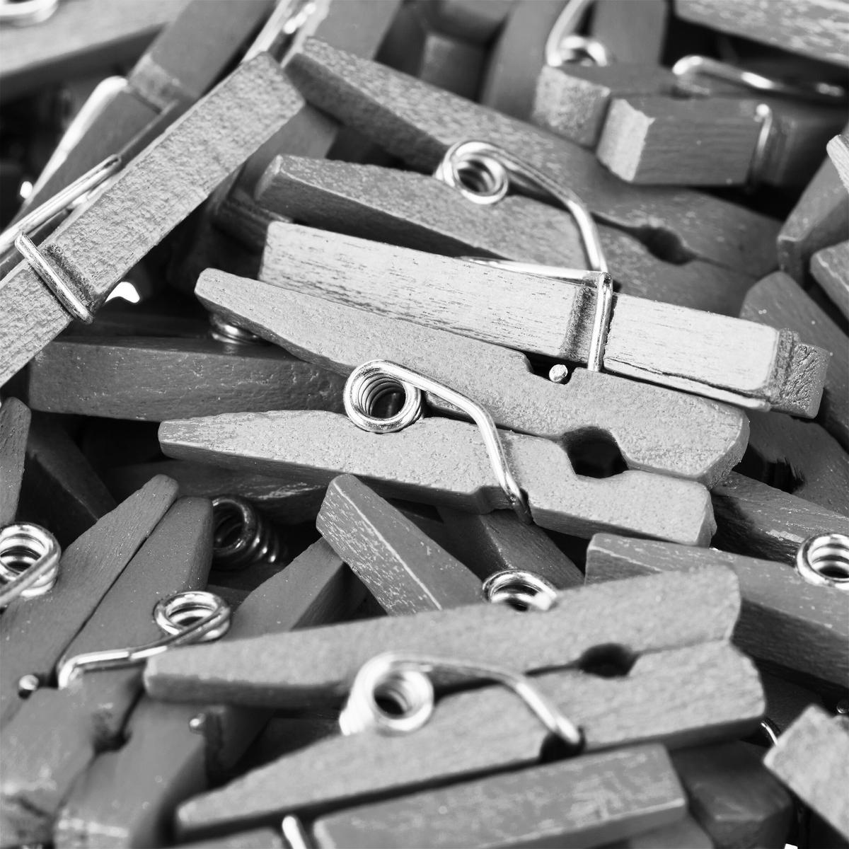 400XMINI-HOLZKLAMMERN - Silberfarben, Holz (0.8/2.5/0.3cm) - Relaxdays