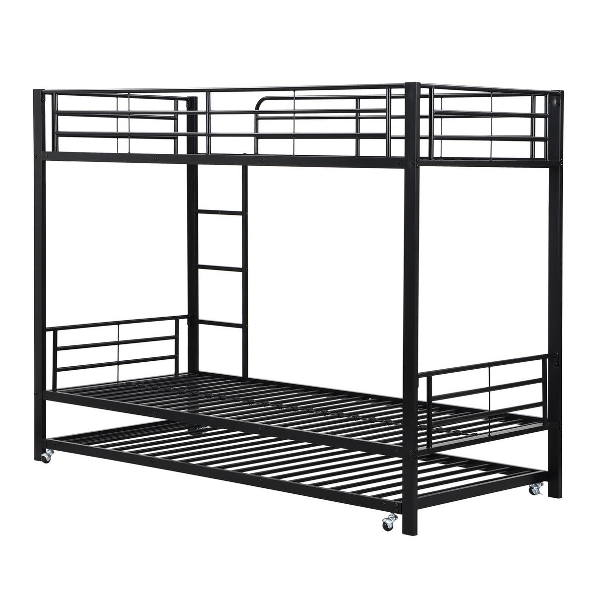 ETAGENBETT 90/200 cm aus Metall mit Ausziehbett Schwarz - Schwarz, Metall (90/190cm) - Modenvie