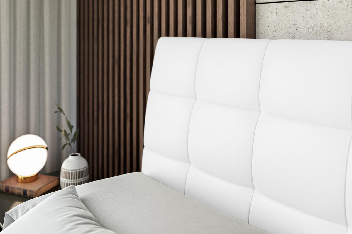 BOXSPRINGBETT BRUGO KING - 140 x 200 - H3/H4 - Weiß Hochglanz - Weiß Hochglanz, Holzwerkstoff (140/200cm) - ALTDECOR