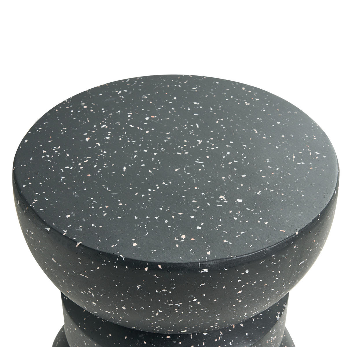 BEISTELLTISCH 37/37 cm Terrazzo Optik Terrazzo Schwarz Faliro - Schwarz, Keramik (37/37/45cm) - Beliani