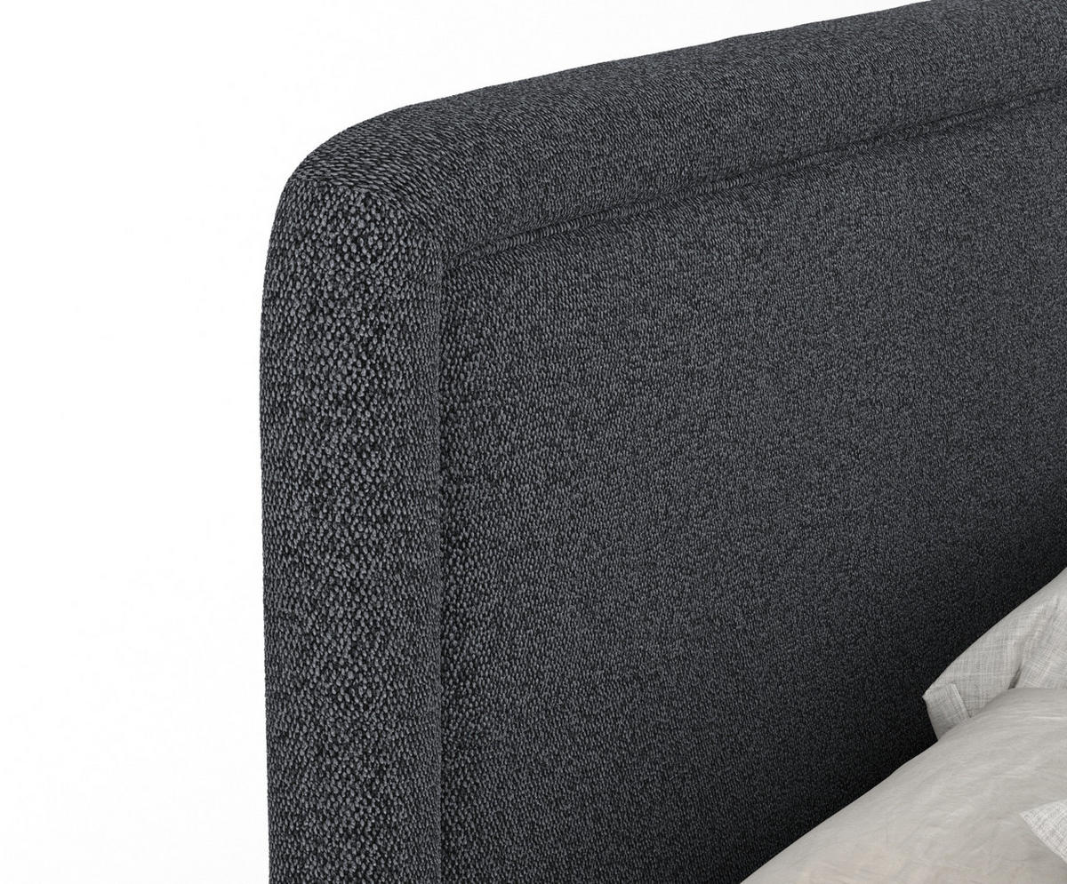 BOXSPRINGBETT Salvi Schwarz 180/200 cm mit Latex-Topper - Silberfarben/Schwarz, Holz/Holzwerkstoff (180/200cm) - Maison de Reve