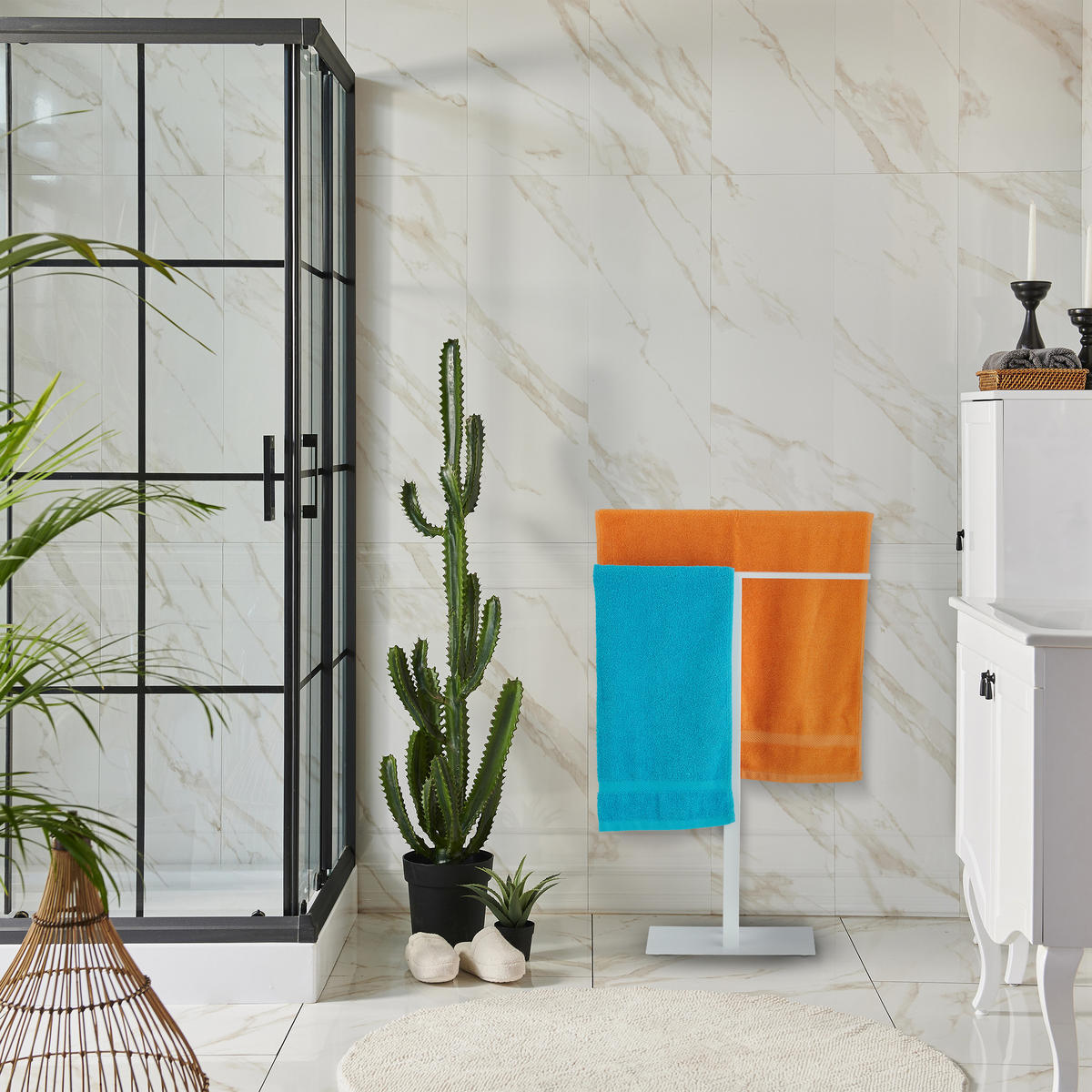 HANDTUCHSTÄNDER - Weiß, Metall (50/82/19cm) - Relaxdays