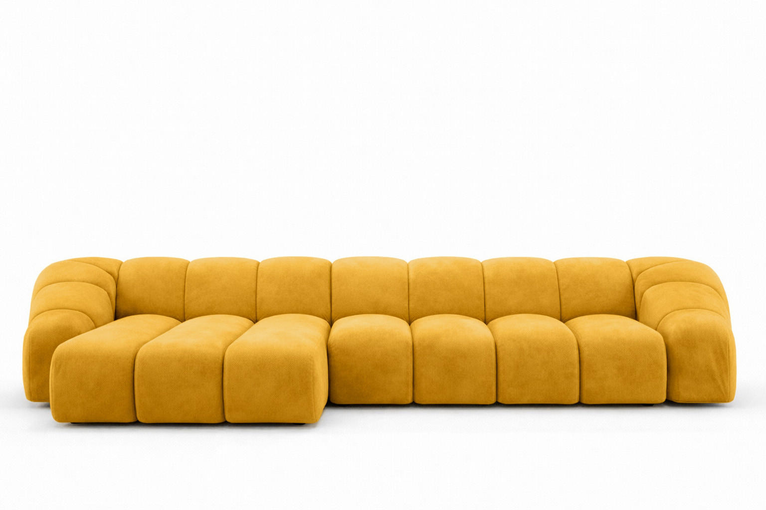 Kaiser Möbel ROHOVÁ SEDAČKA modulární ve tvaru L, velurová tkanina Bluvel, Zlatá, Levá strana, CROISSANT XL