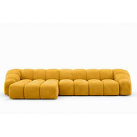 ECKSOFA Modulare L-Form, Veloursstoff Bluvel, Golden, Links, CROISSANT XL - Goldfarben, Holz (340/190cm) - Kaiser Möbel