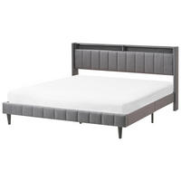 BETT mit LED 180/200 cm Stoff Dunkelgrau Beaulieu - Dunkelgrau, Textil (180/200cm) - Beliani