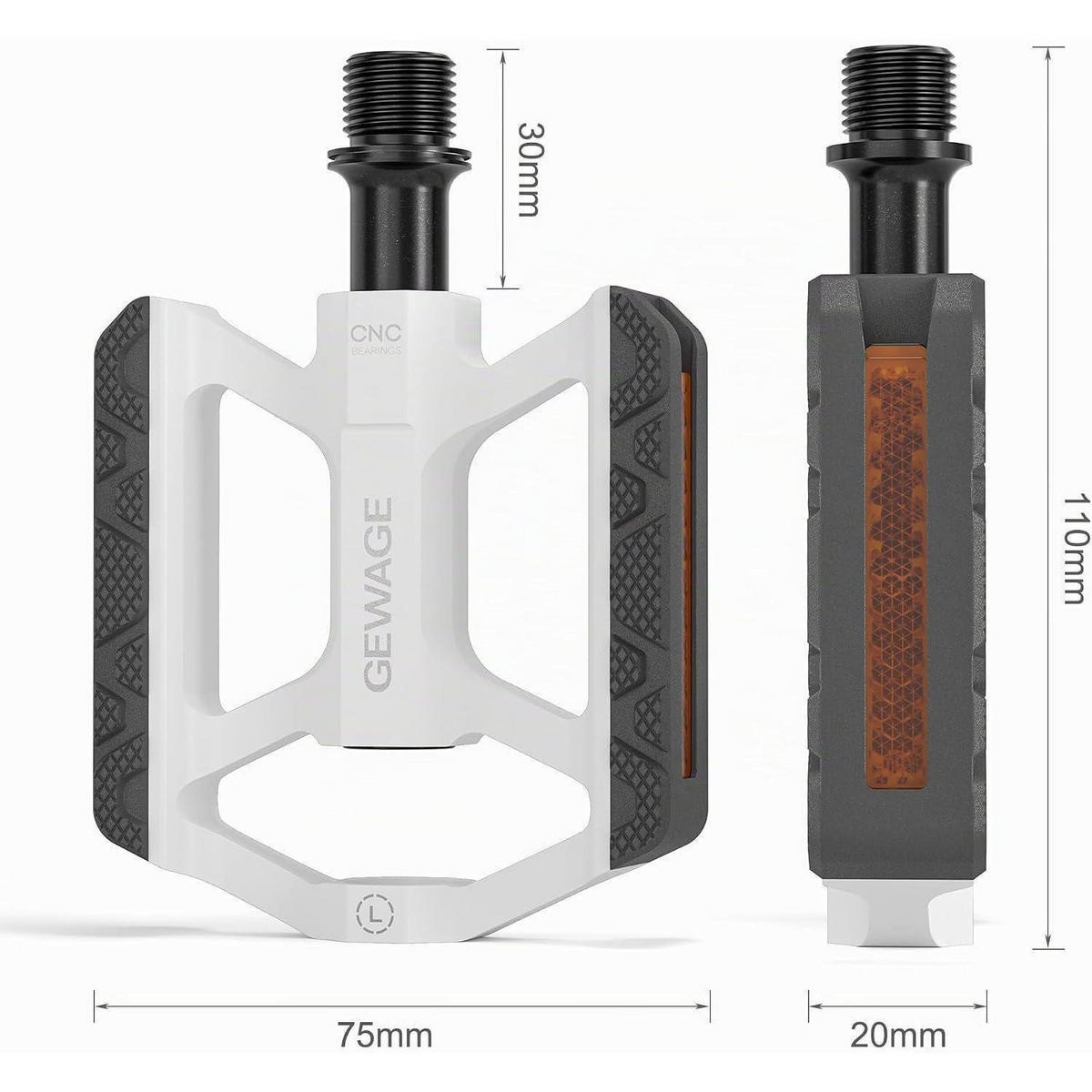 FAHRRADPEDALE Aluminium mit Reflektor Weiß - Weiß, Metall (7.5/1.5/11cm)
